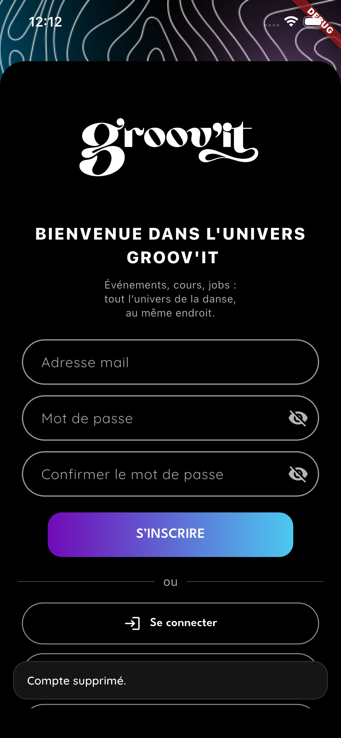 Ecran Groov'It dedie aux evenements et workshops