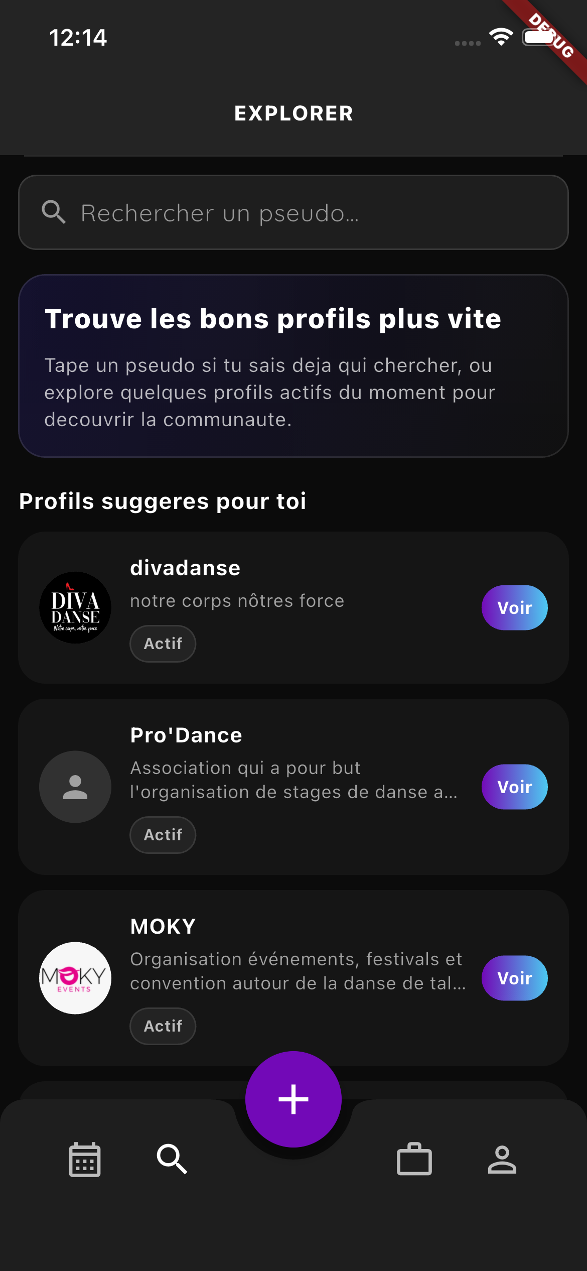 Ecran Groov'It dedie aux opportunites et au reseau