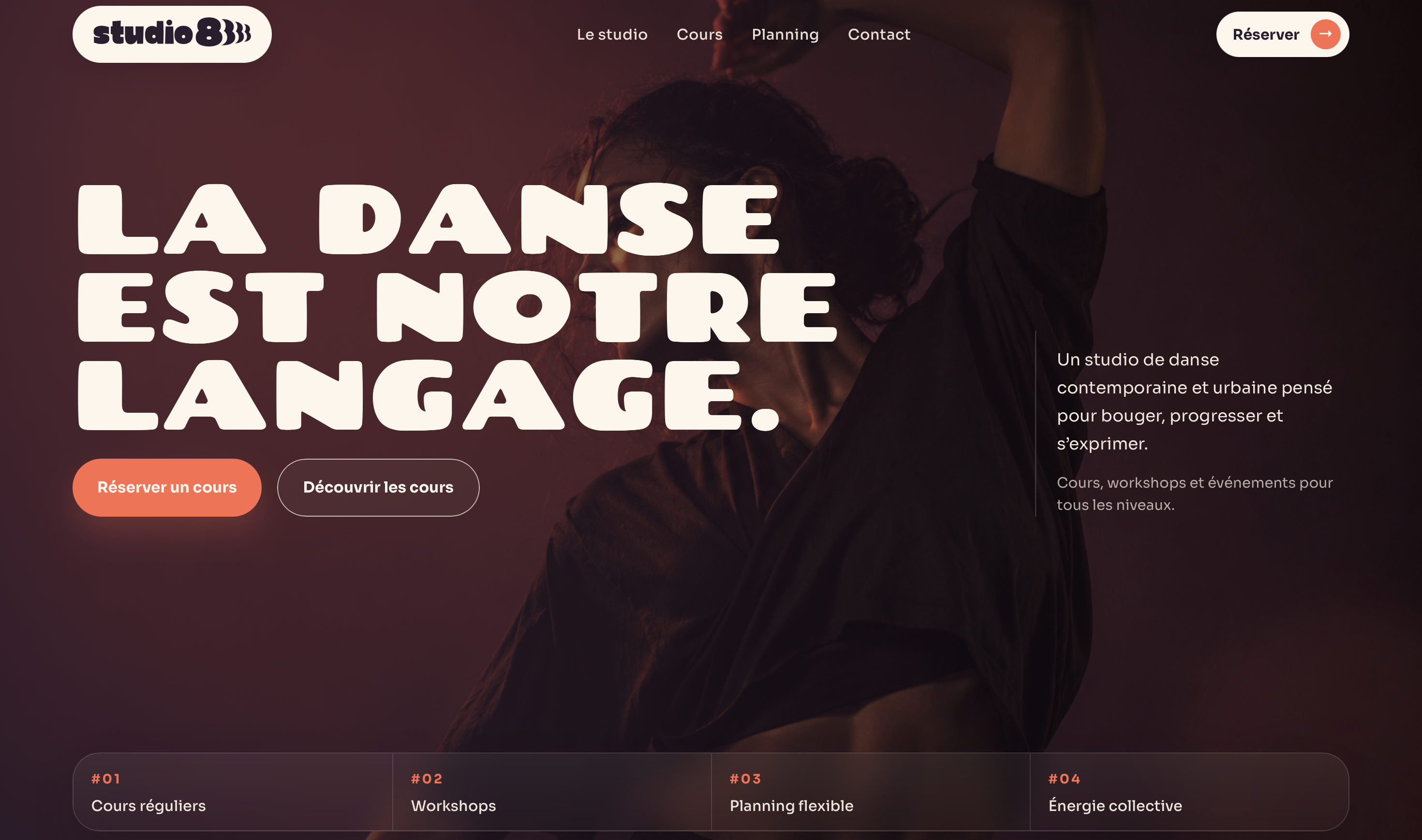 Screenshot du site web fictif Studio 8